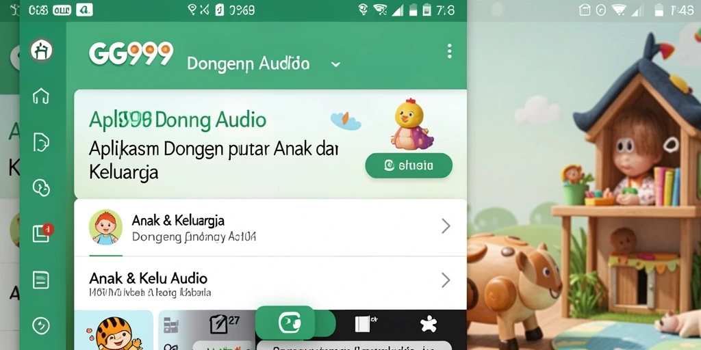 Tampilan antarmuka menggugah selera dengan berbagai pilihan dongeng audio.