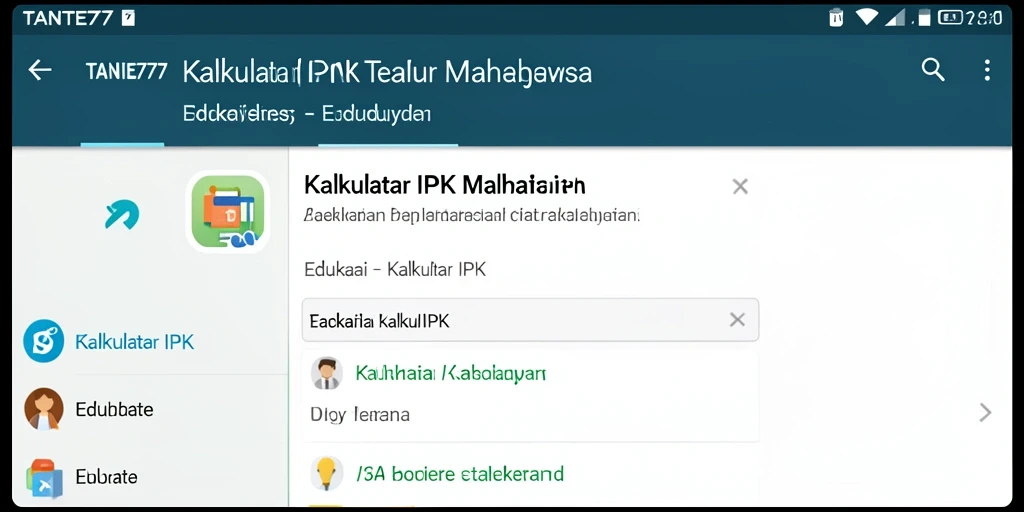 Antarmuka TANTE777 menampilkan kalkulator IPK yang sederhana dan informatif.
